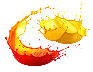 Vibrant orange-red paint splashes in a dynamic swirl