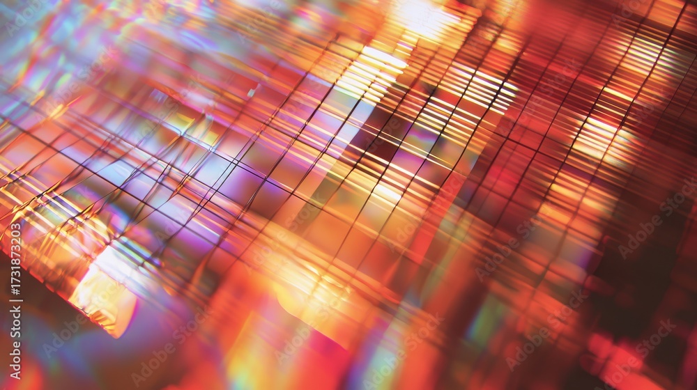 Wall mural light diffraction grid holographic surface creating rainbow spectrum patterns through laser interfer