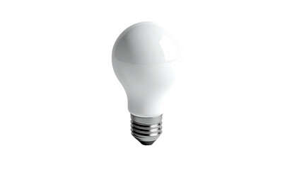 A bright white lightbulb on a black background, showcasing its shape and features
