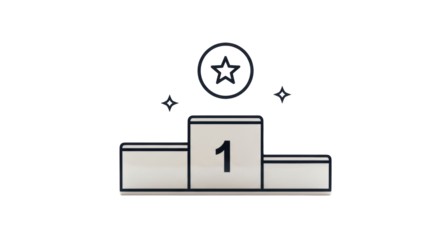Isolated winners podium with star and number one icon for award or celebration graphic