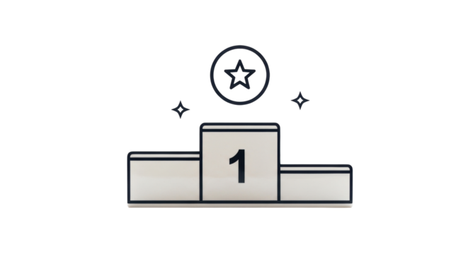 Isolated winners podium with star and number one icon for award or celebration graphic