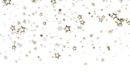 Beautiful winter background with golden stars and snowflakes. Perfect for holidays.