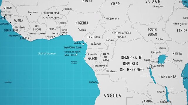 Gabon on the World Map with Animated National Flag