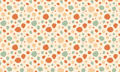 Retro Confetti Seamless Pattern, Playful Textured Polka Dots in Vintage Autumn Colors
