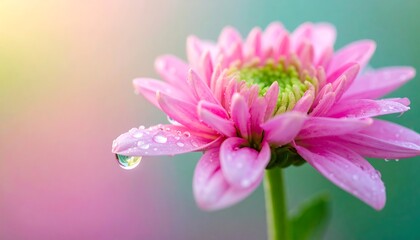 Close-up of a pink flower with dew drops