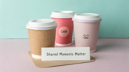 Three Coffee Cups Against Pastel Background