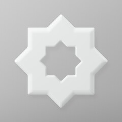 Eight pointed star, 3D clipart, Islamic symbol element