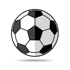 Obraz premium A classic black and white soccer ball with a shadow, depicted in a flat design style.