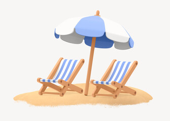 Beach chair clipart, summer design