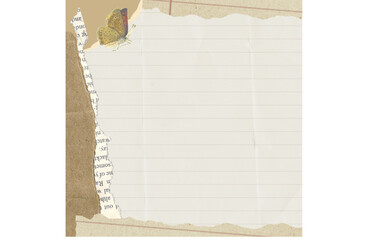 Old blank paper sheet on a wood background with a grunge border texture