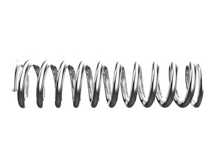 Dynamic Silver Compression Spring 3D Render: Polished Chrome Helical Coil, Isolated PNG for Shock Absorbers, Suspension Systems, and Resilient Mechanical Engineering Designs. Bright Metallic Strength