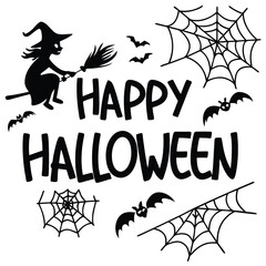 Spooky Halloween Witch Silhouette Vector Set