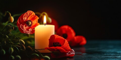 Poppies remembrance day candle patriotic military tribute