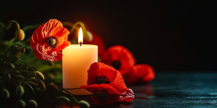 Poppies remembrance day candle patriotic military tribute