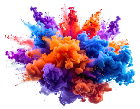 Vibrant abstract explosion of swirling colorful inks