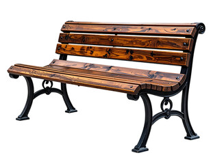 Wooden park bench with ornate cast iron legs (1)