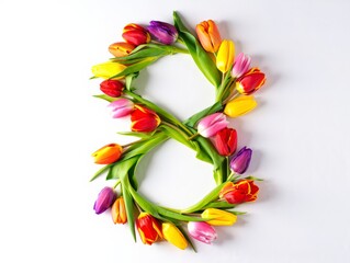 Spring tulip flower wreath festive colorful design