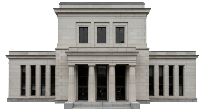 Isolated classical government building on a transparent background exterior architecture