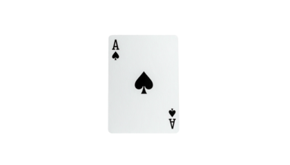 A playing card with the Ace of Spades, set against a stark black background