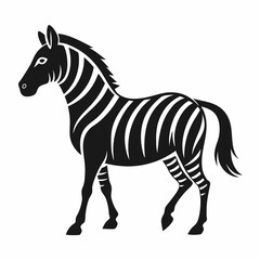 Fototapeta premium Vector illustration of a stylized black and white illustration of a zebra standing on a, showcasing its distinctive stripes and silhouette