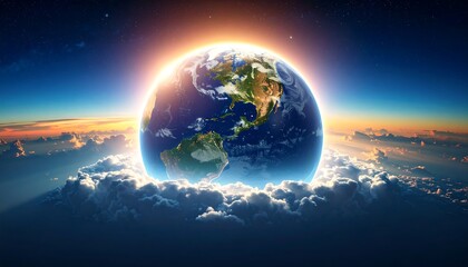 Earth, sunrise, clouds, cosmos