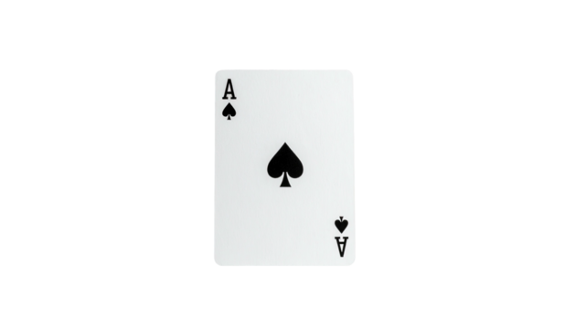 A playing card with the Ace of Spades, set against a stark black background