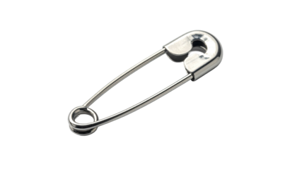 A close-up shot of a single, open, silver-colored metal fastening device