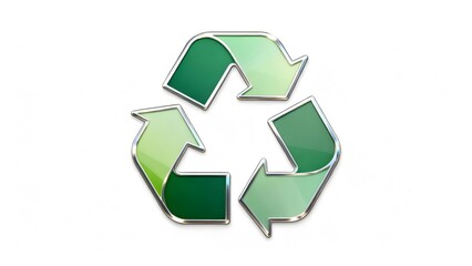 Recycling symbol with green arrows