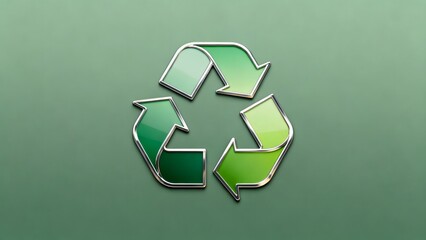 Recycling symbol on green background