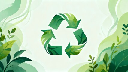 Recycling symbol with leaves