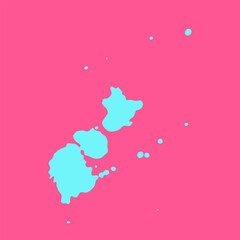 light blue ink paint brush stroke isolated on pink background.