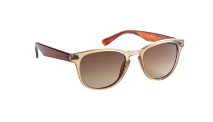 Stylish sunglasses with brown gradient lenses and two-tone amber/brown frames