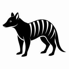 Obraz premium Vector illustration of stylized black silhouette of a thylacine, also known as the tasmanian tiger, isolated on a