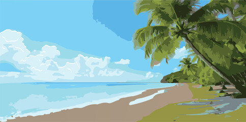 tropical beach with palm trees