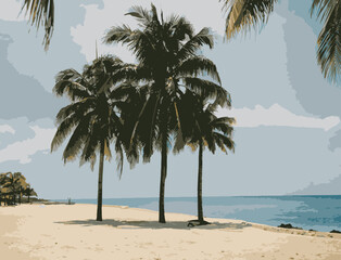 tropical beach with palm trees