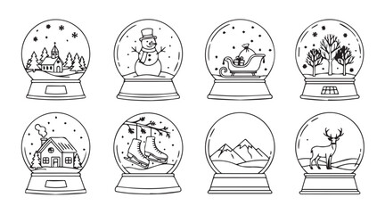 Christmas Snow Globes line art