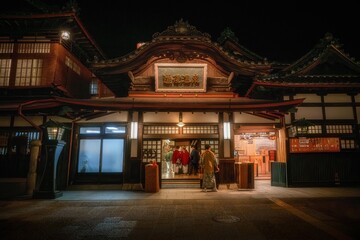 愛媛県松山市　夜の道後温泉
