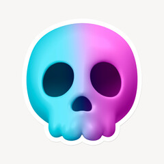Human skull icon sticker with white border