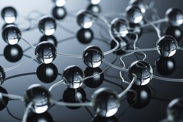 Modern network concept with connected spheres for science presentations or technology marketing, showcasing innovation and connectivity in a sleek design