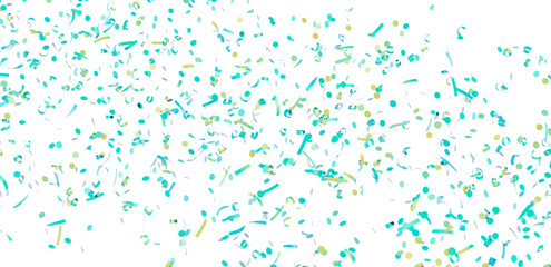 Festive confetti background with teal and gold. Perfect for celebrations, parties, and events.