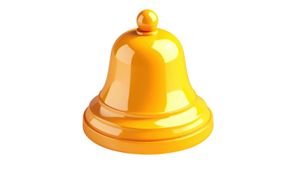 A shiny golden bell with a rounded top and a defined base, isolated on black