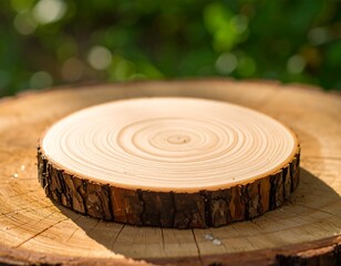 Obraz premium Natural wood slice on a stump