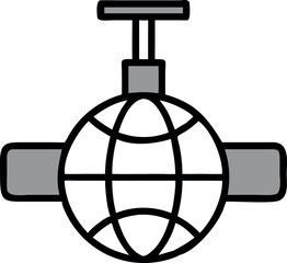 Minimal vector icon of a globe valve with white background.