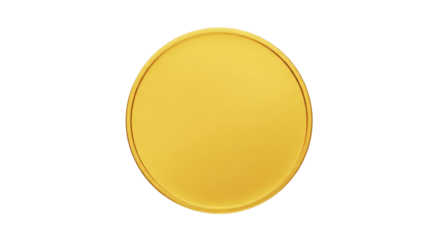 Isolated plain gold coin object. Shiny, simple, precious treasure or token concept