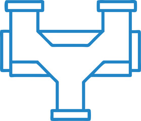 Minimal vector icon of a pipe reducer with white background.