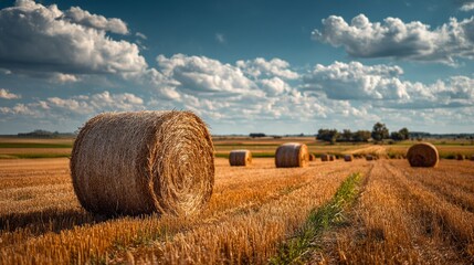 hay bales in the field