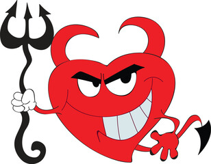 Vector cartoon illustration of a funny heart character with a smile face and eyes, perfect for Valentine's Day or a love symbol **design