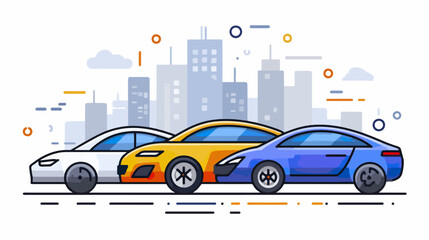 Modern cars in cityscape
