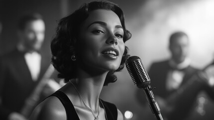 Young Woman Singing Jazz Club