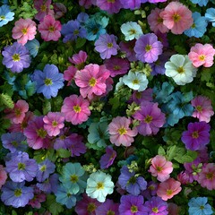 Naklejka premium Vibrant and colorful cluster of primrose flowers in full bloom